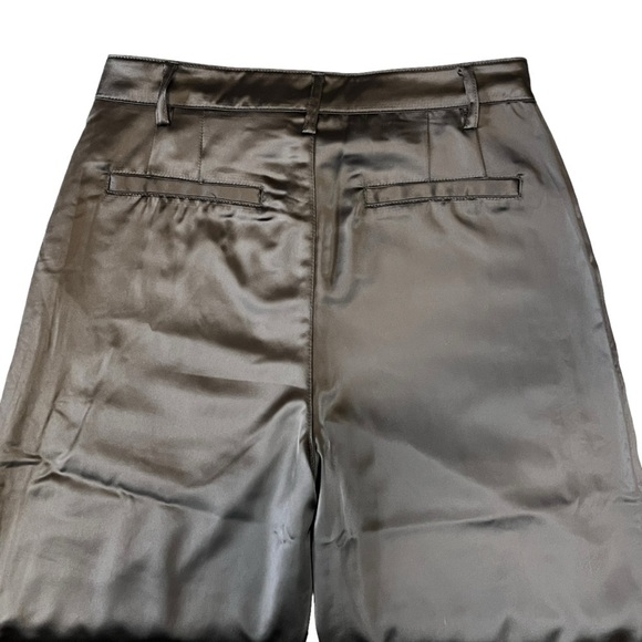 7 For All Mankind Silky Satin Wide Leg Trouser Pants. Black Size 6 #871 NWT - Picture 5 of 7